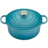 Dutch Ovens & Braisers * | Le Creuset 5.5 Qt. Round Signature Cast Iron Dutch Oven With Stainless Steel Knob | Caribbean Blue