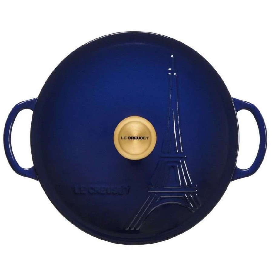 Dutch Ovens & Braisers * | Le Creuset 2.5Qt Signature Cocotte Eiffel Tower Collection | Indigo Blue