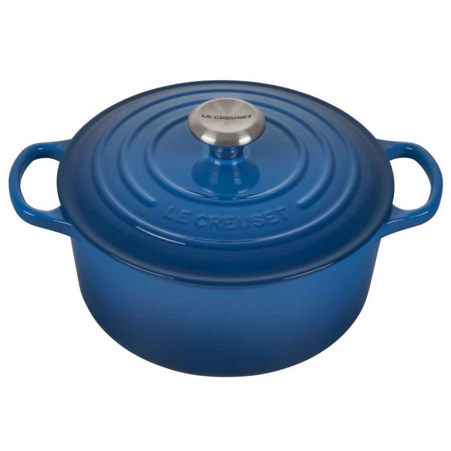 Dutch Ovens & Braisers * | Le Creuset 4.5 Qt. Round Signature Dutch Oven With Stainless Steel Knob | Marseille Blue