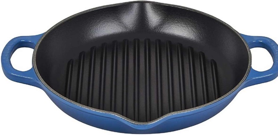 Grill Pans & Griddles * | Le Creuset 9.75 Deep Round Signature Grill Pan | Marseille Blue