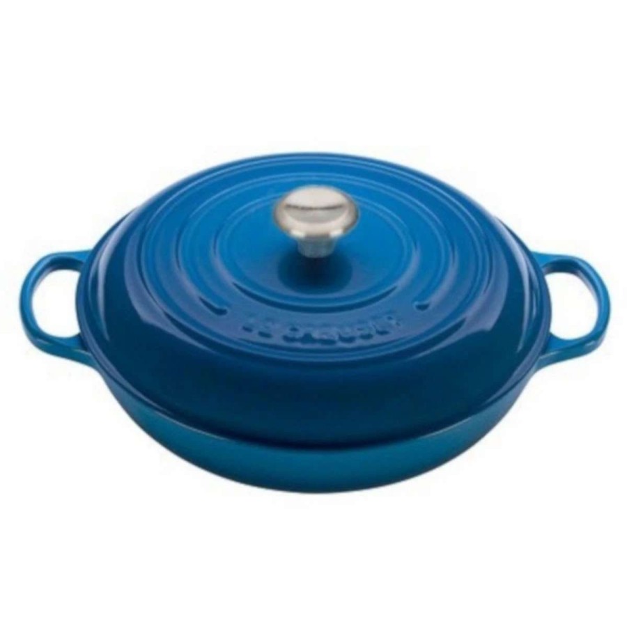 Dutch Ovens & Braisers * | Le Creuset 5 Qt. Signature Enameled Cast Iron Braiser With Stainless Steel Knob | Marseille Blue