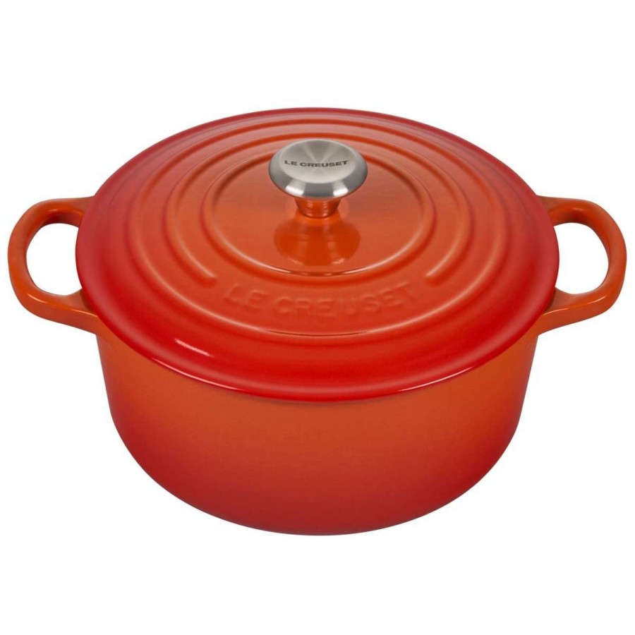 Dutch Ovens & Braisers * | Le Creuset 3.5 Qt. Round Signature Dutch Oven With Stainless Steel Knob | Flame Orange