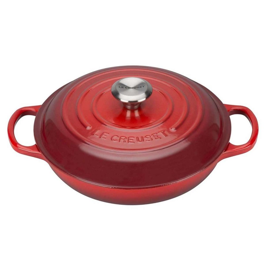 Dutch Ovens & Braisers * | Le Creuset 2.25 Qt. Signature Enameled Cast Iron Braiser With Stainless Steel Knob | Cerise/Cherry Red