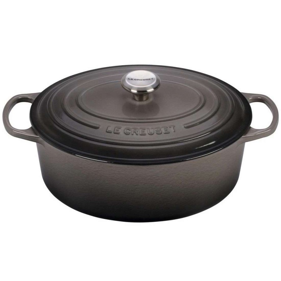 Dutch Ovens & Braisers * | Le Creuset 6.75 Qt. Oval Signature Dutch Oven With Stainless Steel Knob | Oyster Grey