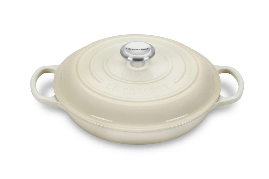 Dutch Ovens & Braisers * | Le Creuset 2.25 Qt. Signature Enameled Cast Iron Braiser With Stainless Steel Knob | Meringue White