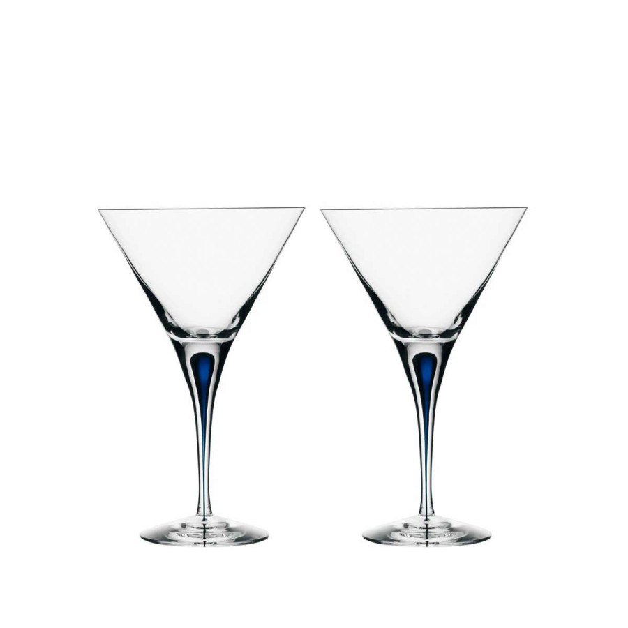 Barware * | Orrefors Kosta Boda Orrefors Crystal, Intermezzo Blue Martini, Pair