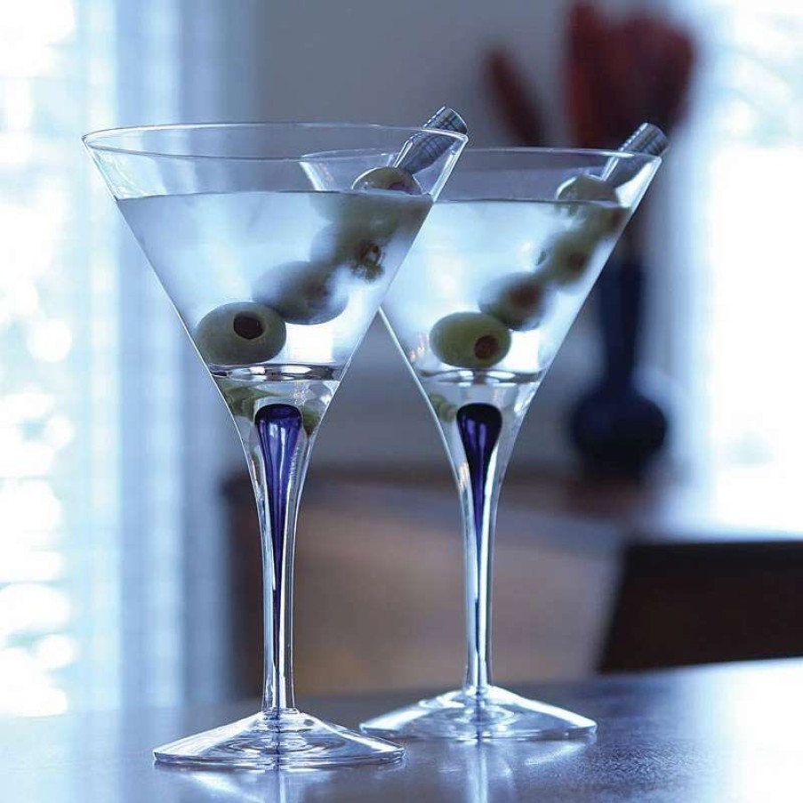 Barware * | Orrefors Kosta Boda Orrefors Crystal, Intermezzo Blue Martini, Pair